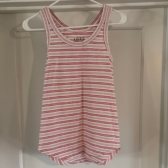 LOFT Tops - LOFT Vintage Soft Red and White Striped Top